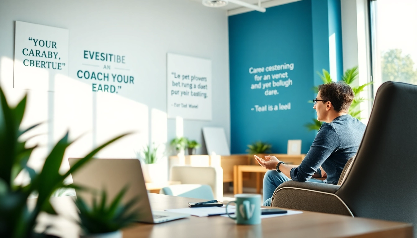 Engaging scene of Career Coaching showing client-coach interaction in a bright office environment.