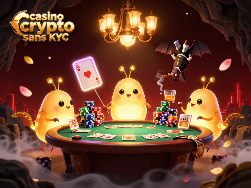 Jouer dans un casino crypto sans KYC avec des lucioles lumineuses et un croupier hibou.