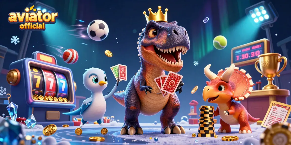 Engage in thrilling gameplay with the Aviator official game, featuring a T-Rex and friends in a vibrant casino
