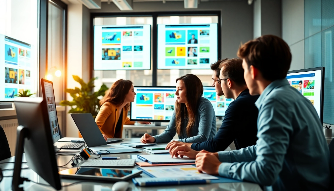 Engaging team working on edmonton web design with vibrant ideas and technology.