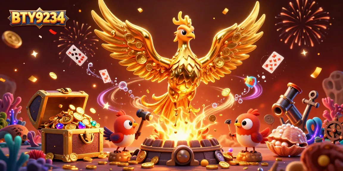 Experience the thrill of BTY9234 with a dynamic 3D casino illustration featuring a molten golden phoenix.