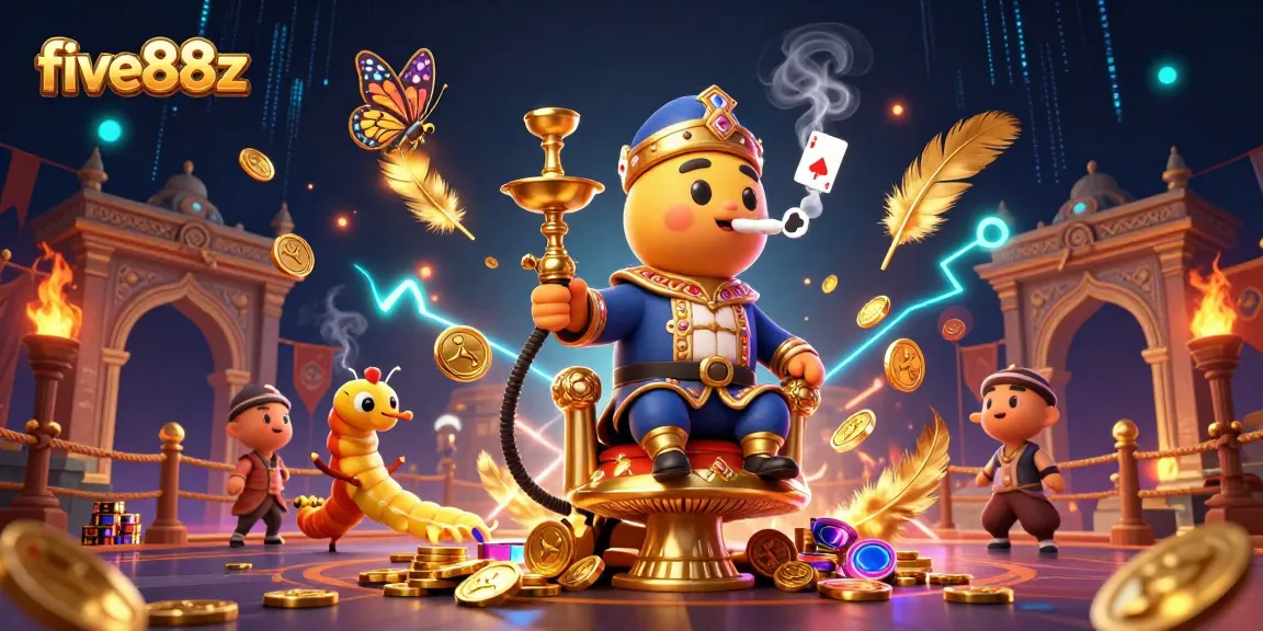 Play and win at five88z with an illustrated 3D scene capturing vibrant casino elements.