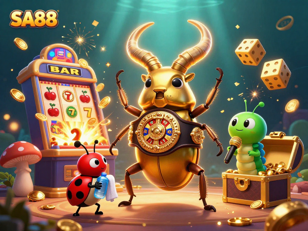 Experience thrilling games at SA88, with dynamic characters and vibrant casino elements in action.