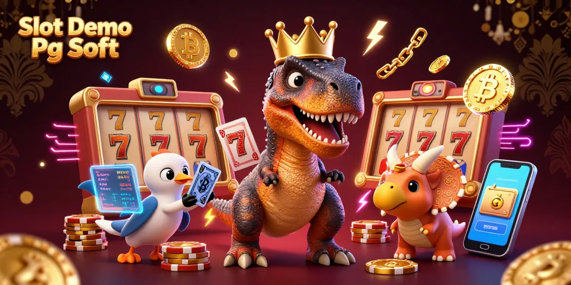 Engage in thrilling gameplay with Slot Demo Pg Soft as a cartoon T-Rex and friends shuffle cards and stack chips.