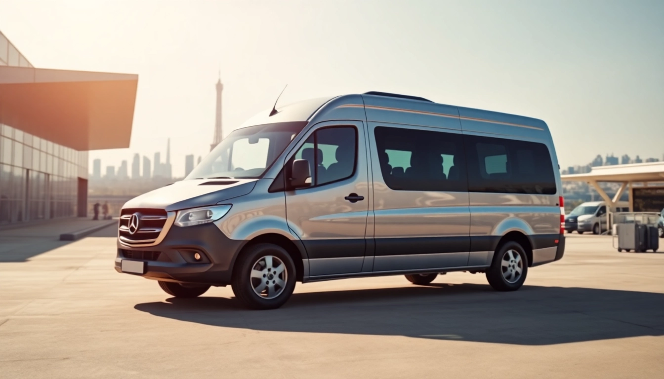 Efficient Orly Airport to Paris Transfer service showcasing a professional vehicle with Paris skyline.
