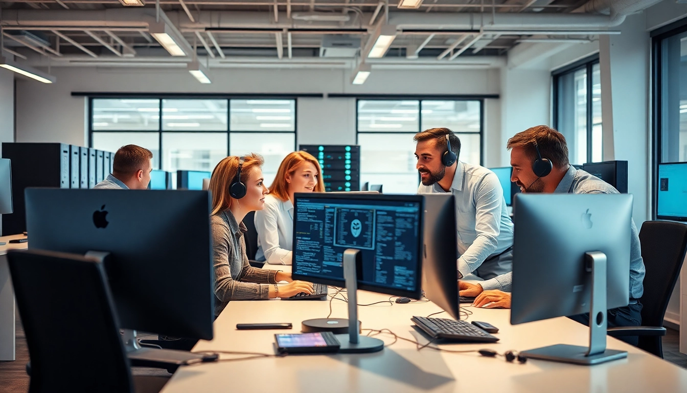 Provide efficient support for it support businesses with a collaborative IT team in a modern office.