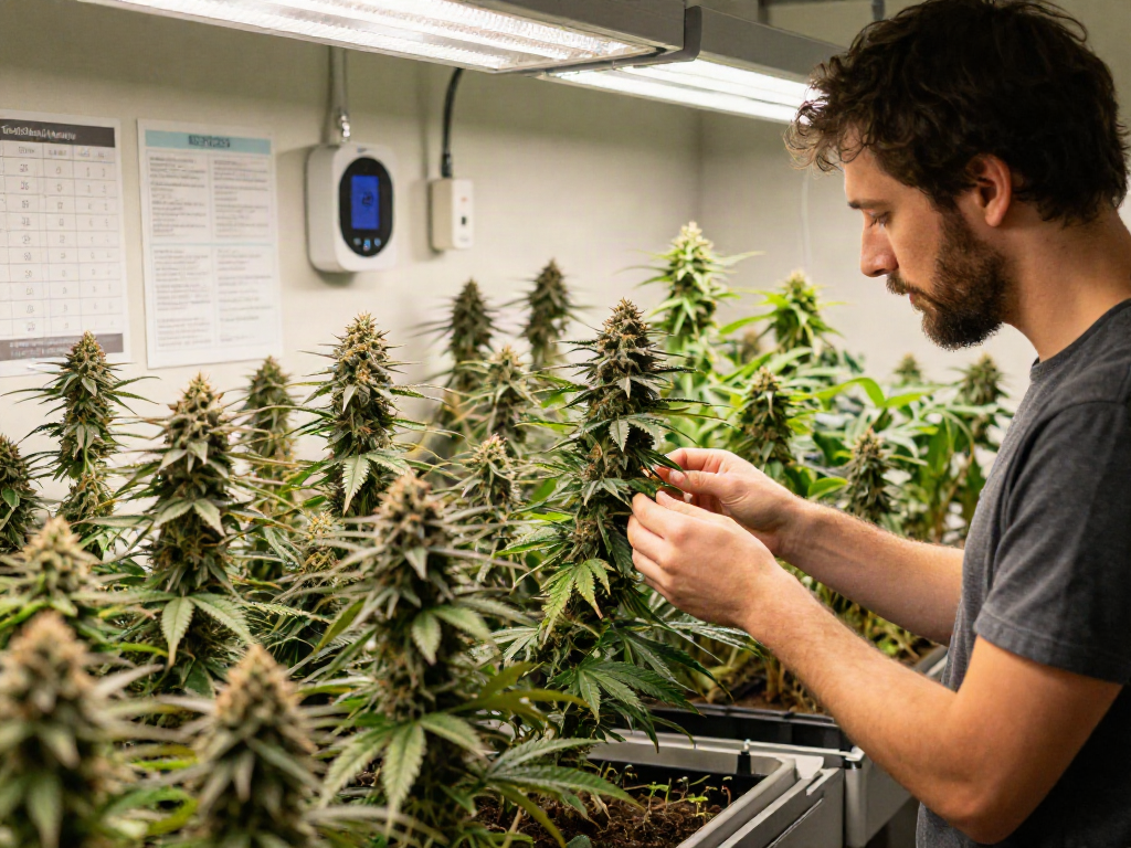 Alien Labs premium cannabis flower being nurtured in an expert cultivation setup.