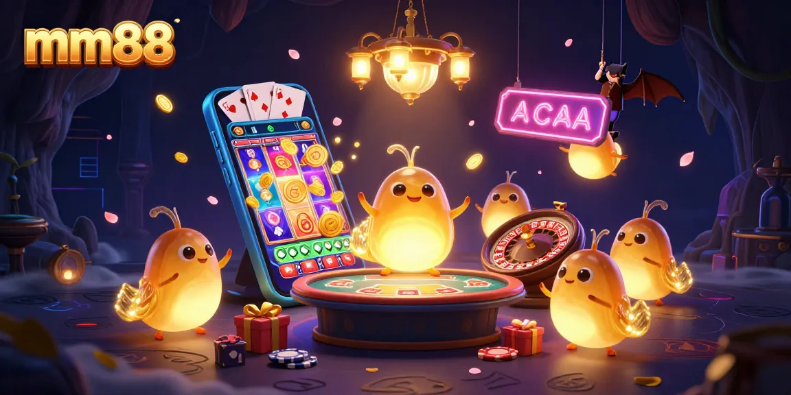 Engage with mm88 at this vibrant cave casino, illuminated by glowworms, featuring interactive gambling elements.
