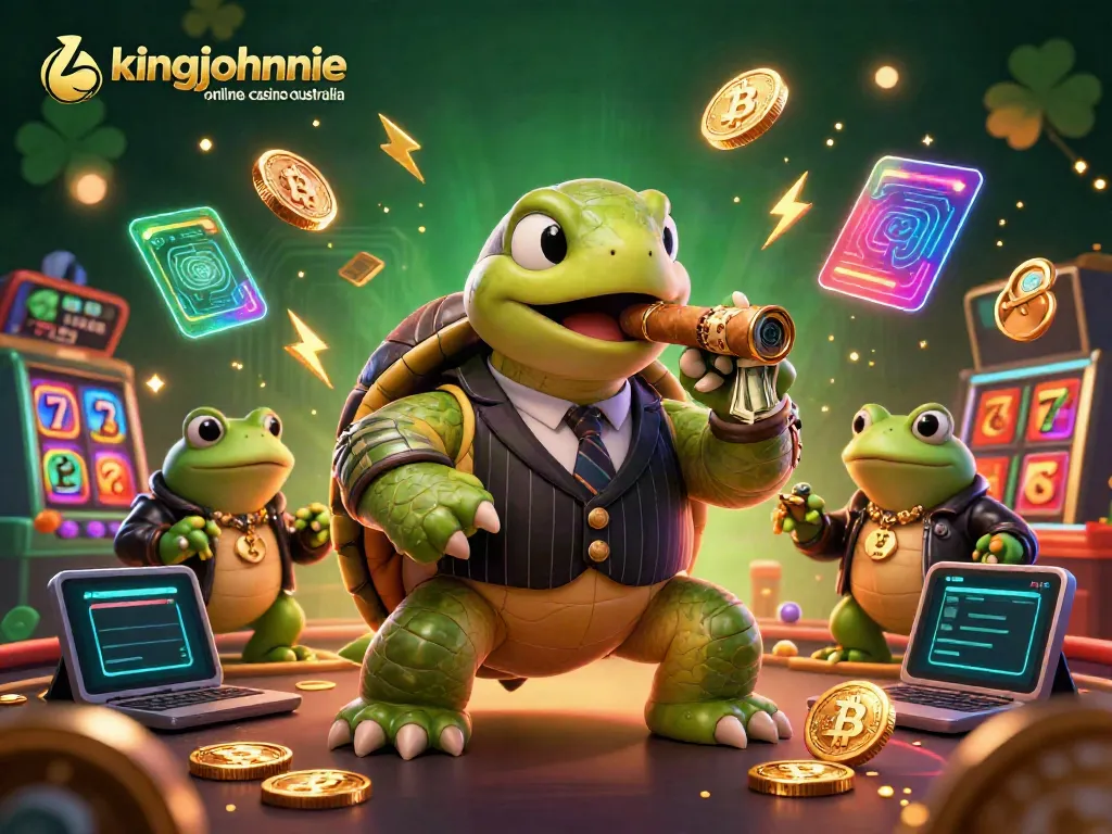 Engage with the exciting world of kingjohnnie online casino australia featuring a vibrant casino scene with unique characters.